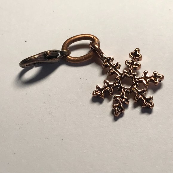 Snowflake Charm for Bracelet Zipper Pull Backpack Purse Charm Copper Tone - Picture 6 of 11